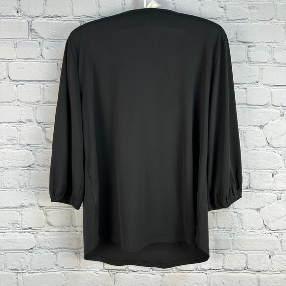 Cable‎ & Gauge Women's V-Neck Grommet Detail 3/4 Sleeve Top, Size Large, Black - Picture 7 of 10